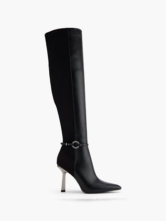 buffalo knähöga boot svart deichmann